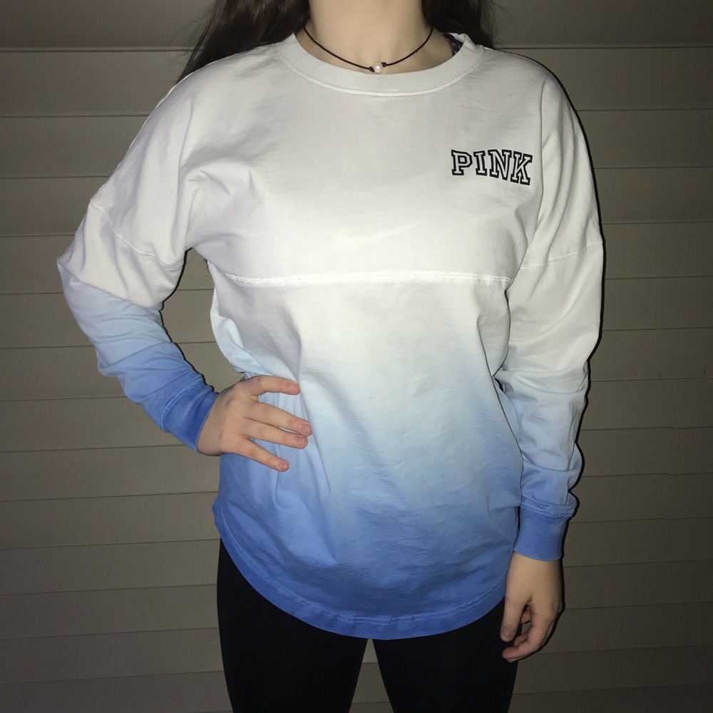 Ombré White and Blue VS PINK Long Sleeve Shirt